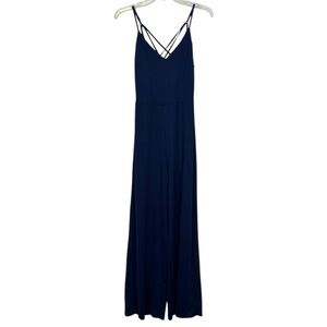 Market & Spruce Navy Spaghetti Strap V-Neck Jumpsuit, Small